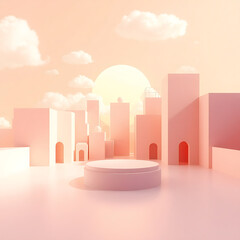 A Whimsical 3D Render of Geometric Shapes and Soft Hues"






