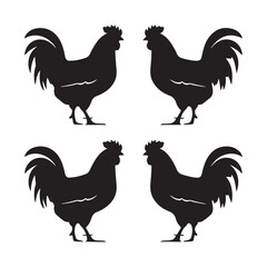 Chicken Silhouette, Vector EPS10 Illustration Vector black silhouette of a hen on a white background.