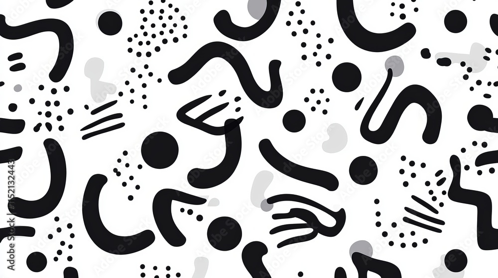 Poster a bold doodlestyle pattern with thick squiggly lines and dots a creative abstract style perfect for 