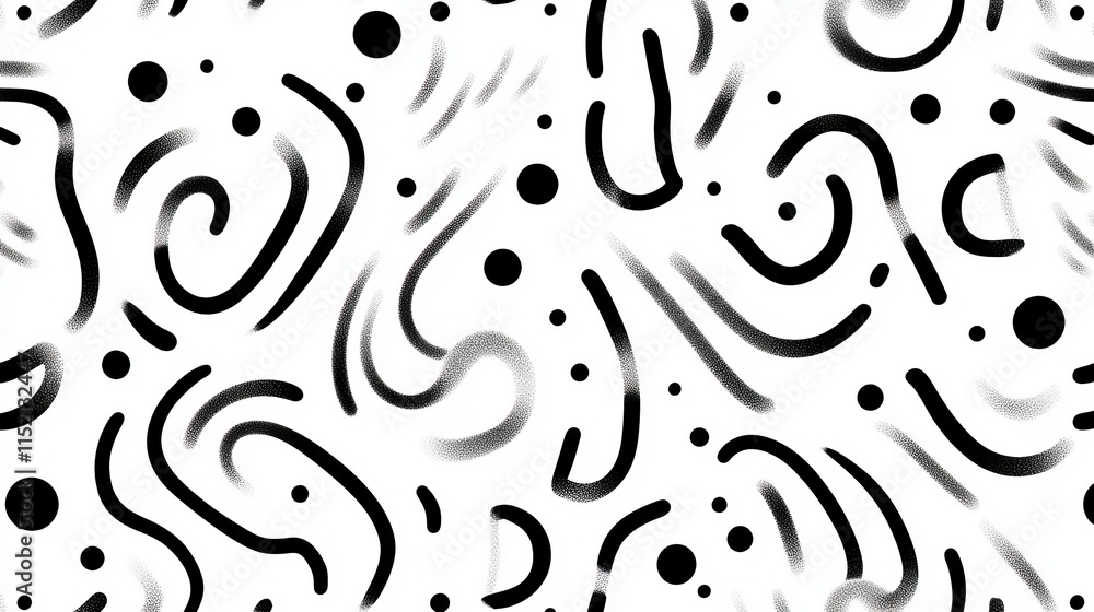 Poster a bold doodlestyle pattern with thick squiggly lines and dots a creative abstract style perfect for 
