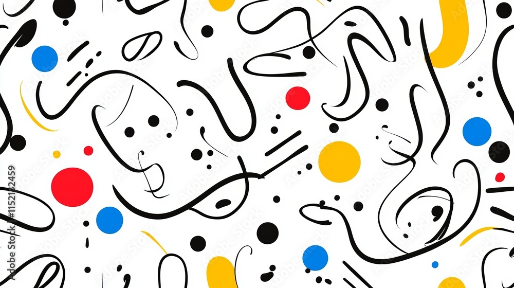 Poster a bold doodlestyle pattern with thick squiggly lines and dots a creative abstract style perfect for 