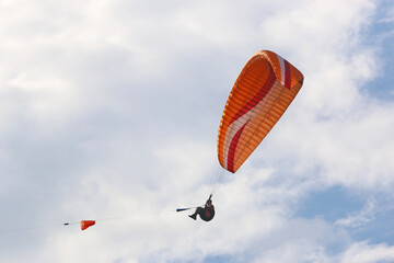 Paraglider being towed by a winch	