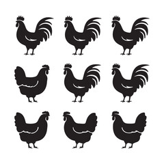 Chicken Silhouette, Vector EPS10 Illustration Vector black silhouette of a hen on a white background.