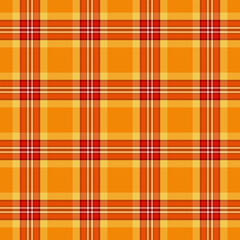 Folk vector background textile, craft seamless check plaid. Scrapbooking pattern tartan texture fabric in orange and red colors.