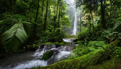 Fototapeta premium Selvas Tropicales con vegetación densa y cascadas escondidas