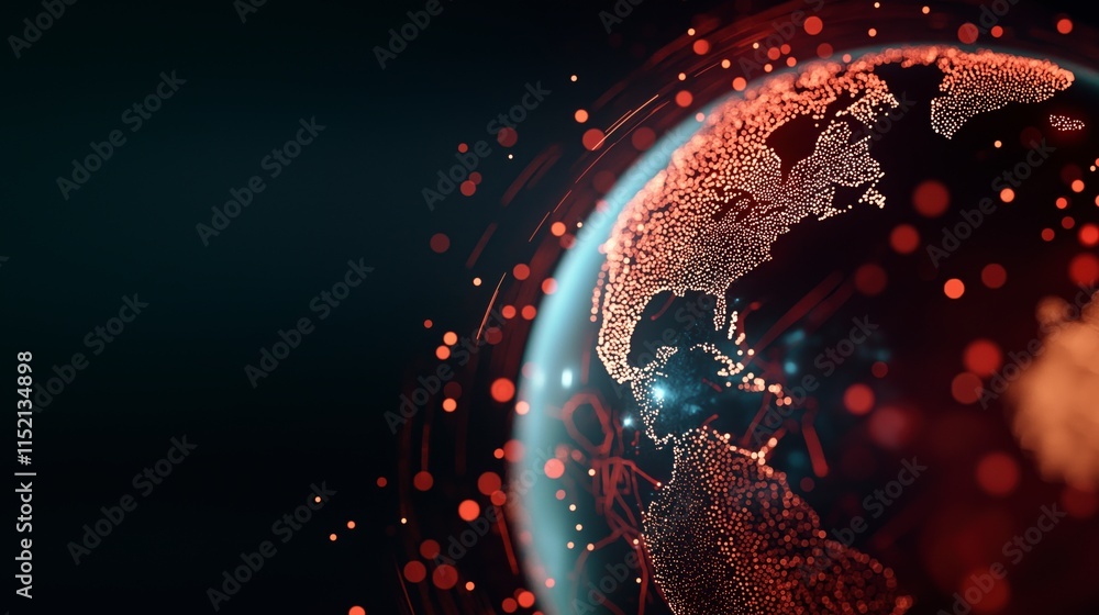 Poster visual representation of international trade routes depicting global connections and data flow with 
