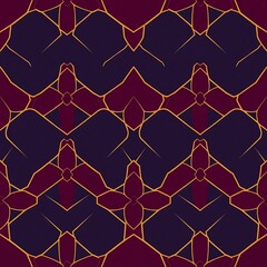 Fototapeta premium Burgundy and Gold Geometric Pattern: Seamless textile design featuring a rich burgundy and gold geometric pattern. Perfect for fashion, interiors, and branding. 