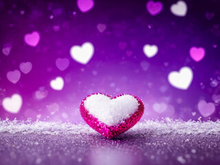 Fototapeta premium Glittery Pink Heart in Winter Wonderland.