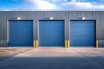 Sliding steel door of large storage warehouse