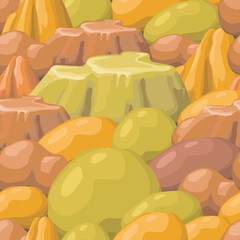 Game stone textures, road pattern. seamless patterns of pavement, rocks ivy or floor tiles. Cobblestone surface texture, 2d ui or gui graphics, Vector