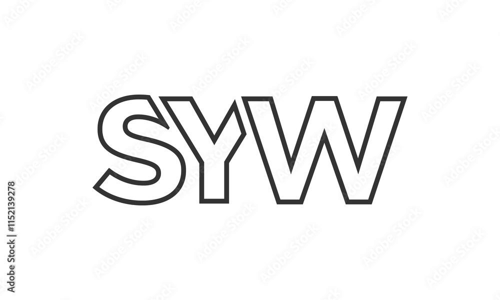 Poster syw logo design template with strong and modern bold text. initial based vector logotype featuring s