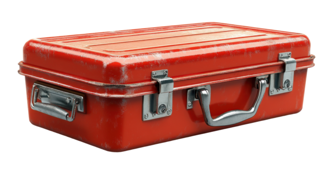 red toolbox isolated on white background 