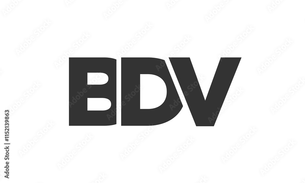 Poster BDV logo design template with strong and modern bold text. Initial based vector logotype featuring simple and minimal typography. Trendy company identity.