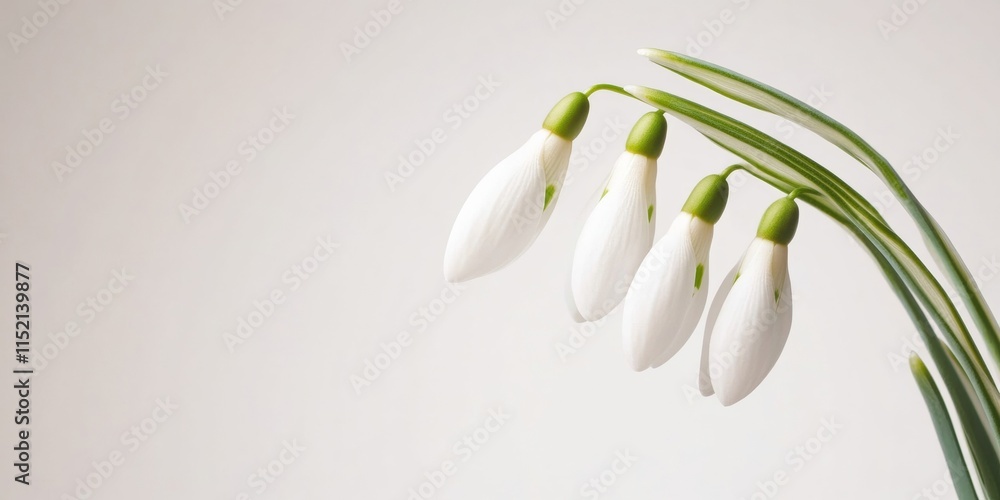 Poster minimalist snowdrop flowers on transparent background - nature and spring concept