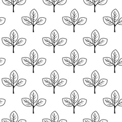 Hand drawn floral pattern vector design. Simple ornament with plant and leaf.