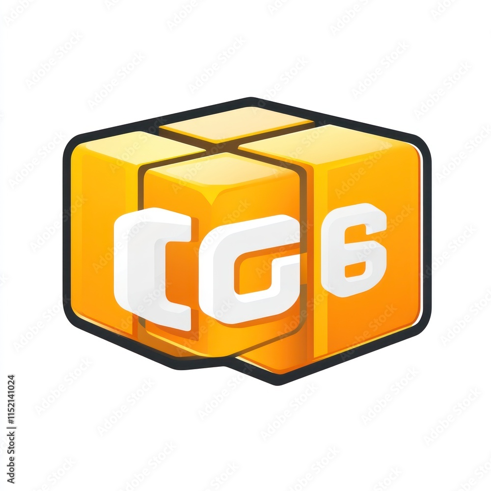 Poster abstract 3d cube icon with cg6 text.
