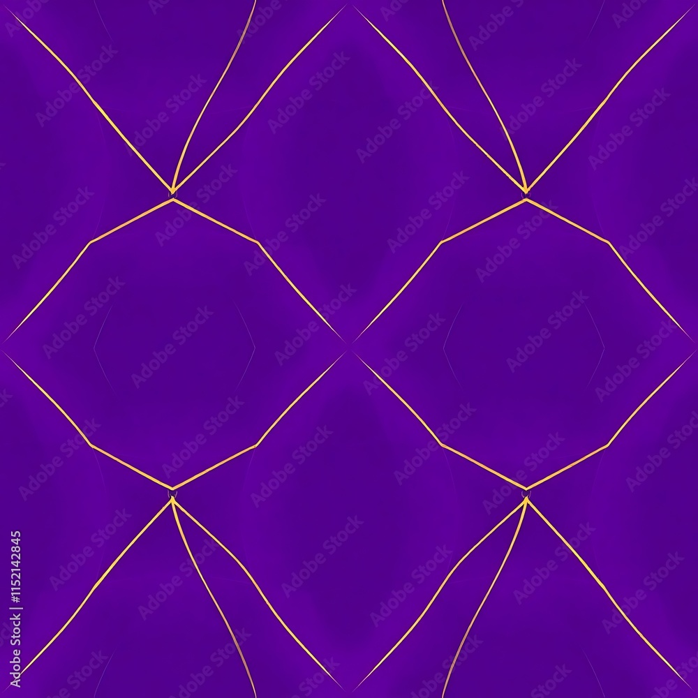 Poster purple and gold geometric pattern: a seamless, elegant pattern featuring a repeating motif of gold l