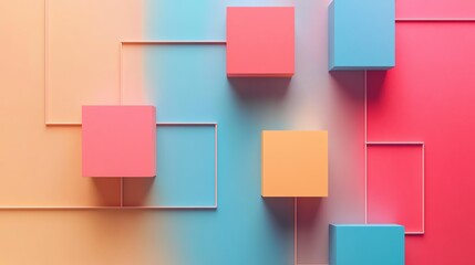 Colorful geometric shapes and lines creating an abstract design for modern backgrounds or creative projects.