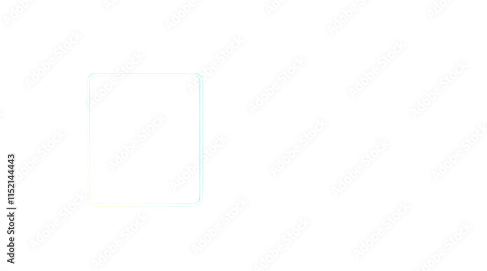 Poster glowing rectangular design with soft blue and green hues on a white backdrop, creating a modern and 