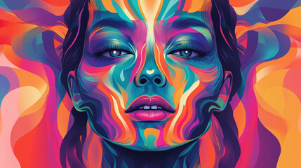 Fashionable Generative AI Illustration of Female Facial Collage with Vibrant Colors, Trendy Puzzle Elements, and Contemporary Aesthetics