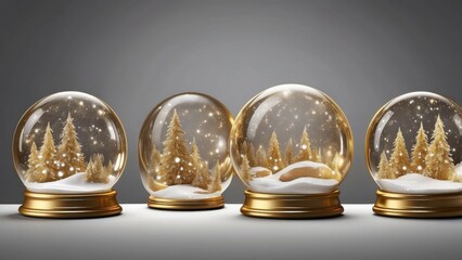 An element set of gold empty snow globe png cutouts