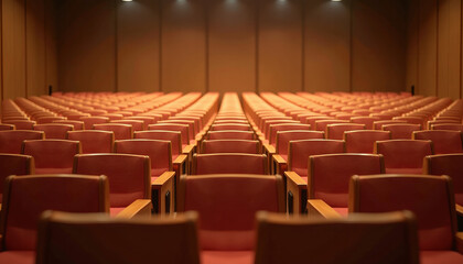 Fototapeta premium Empty Theater Rows of Red Seats