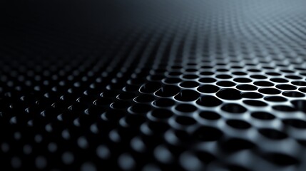 Close-up view of a hexagonal pattern in dark tones, showcasing a modern and sleek texture suitable for backgrounds.