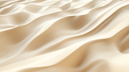 Fototapeta premium Close-up of smooth, flowing fabric create an elegant, soft visual with warm, beige tones and gentle waves.