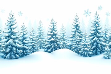 Obraz premium Snowy Winter Landscape with Snow-Covered Evergreen Trees