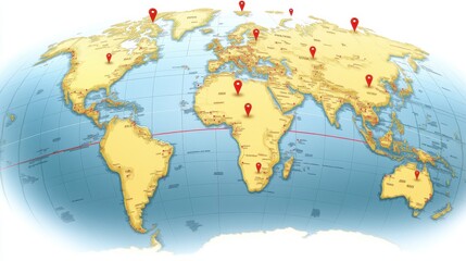 A vibrant world map featuring marked locations, highlighting connectivity and global exploration.