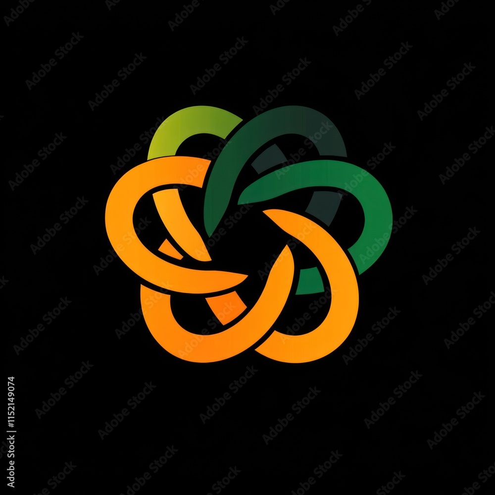 Aufkleber abstract colorful intertwined design element on black background.