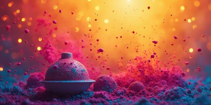 Realistic Holi Banner - Colorful Background Design for Horizontal Posters, Greeting Cards, and Website Header
