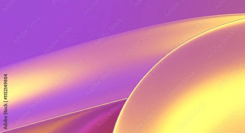Poster smooth purple and yellow gradient 3d abstract shapes with flowing curves. vibrant color design.