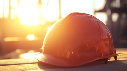 Safety Helmet in Industrial Setting with Soft Light