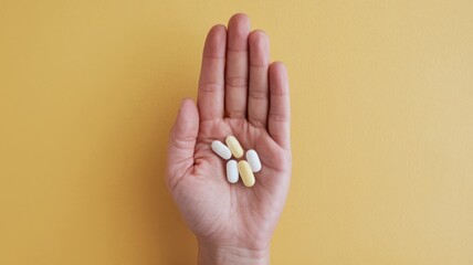 Fototapeta premium Hand and medicine pills, health and health care concept.