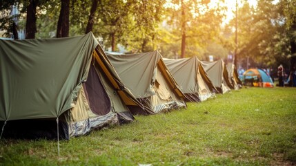Tents in Outdoor Setting with Harsh Lighting