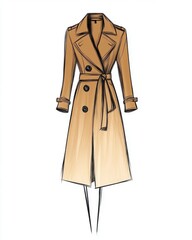 Stylish beige trench coat illustration showcasing modern fashion design and elegance.