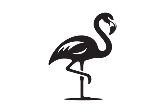 flamingo icon silhouette illustration with white background.