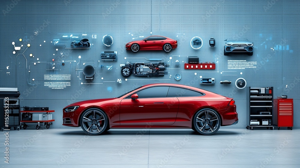 Aufkleber innovative iot based infographic showcasing automated inventory management solutions for automobile 