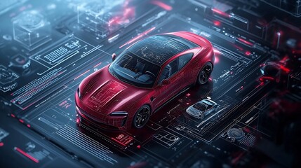 Obraz premium Revolutionizing Car Repair with IoT and Augmented Reality An Infographic Showcasing Virtual Training Guided Repairs and 3D Schematics for a Futuristic and Dynamic Automotive Maintenance Experience