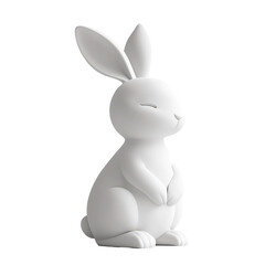 Obraz premium Minimalist 3D Rabbit Silhouette on Blank White Background,Contemporary Digital Creation