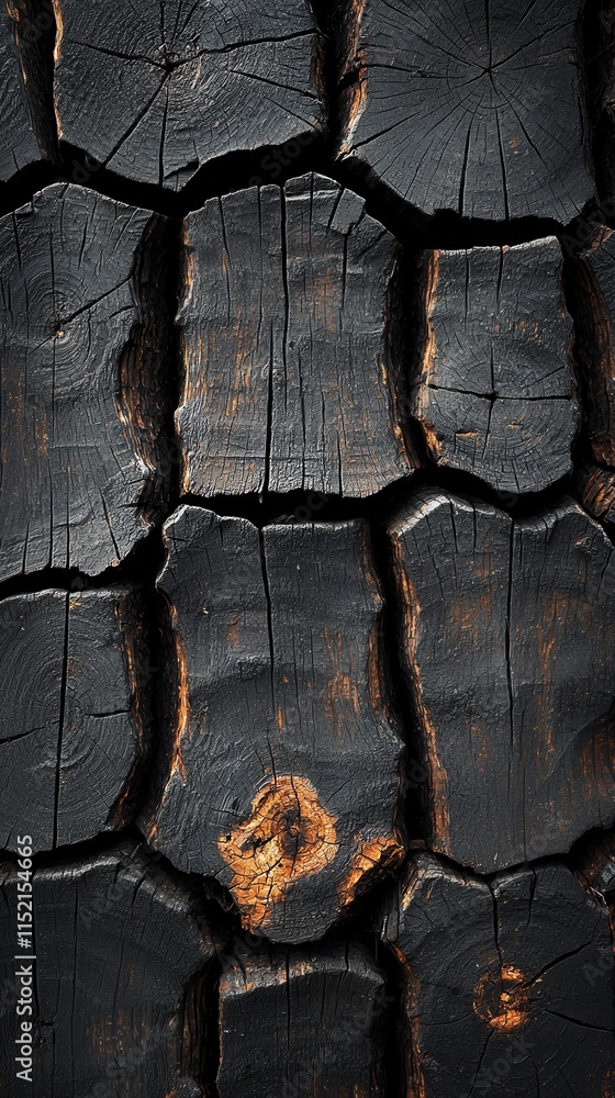 Poster dark textured wood background showcasing unique grain patterns and charred surfaces with hints of or