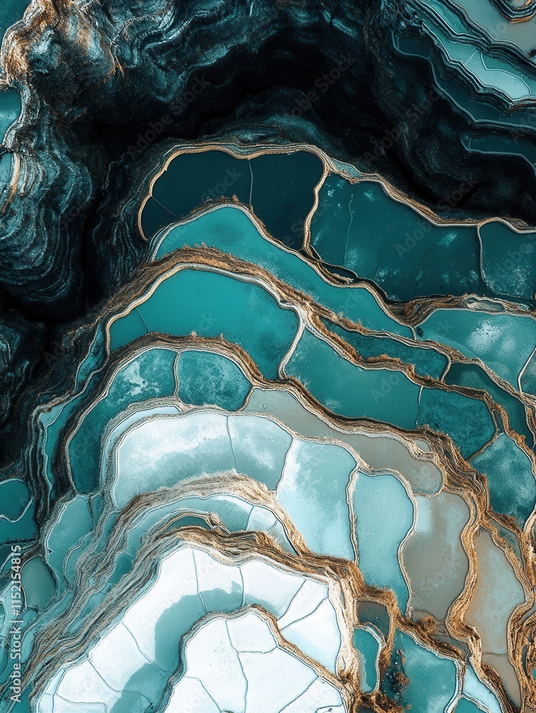 Poster intricate patterns of turquoise and gold create a stunning abstract texture found in a mineral forma