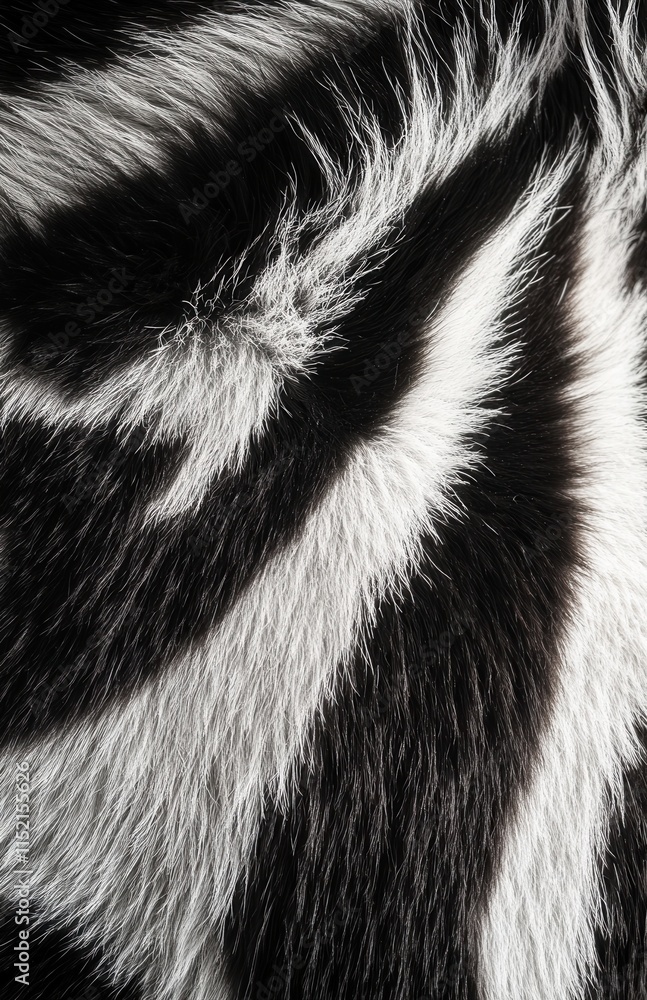 Poster close-up view of striking black and white fur texture displaying natural patterns and contrasts in l