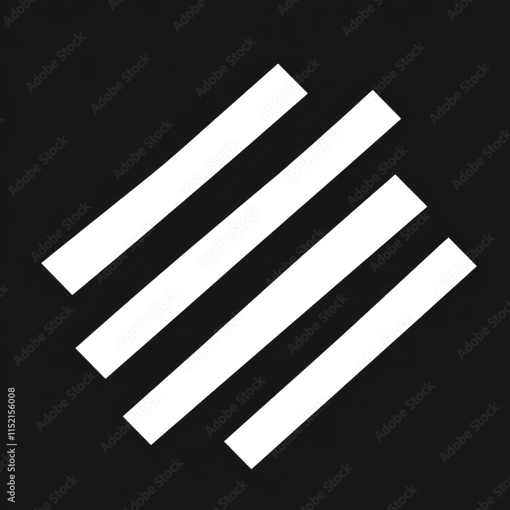 Poster Abstract geometric design with four parallel white lines forming a diamond shape on a black background.
