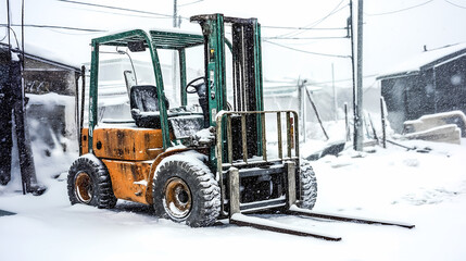 Forklift in Snowy Environment