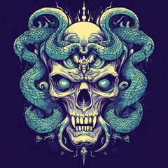 Skull and Serpent illustration
