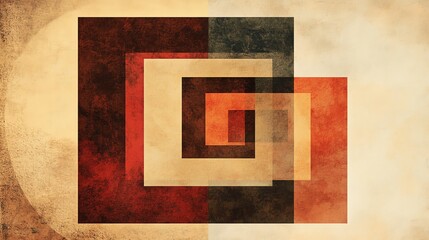 Abstract layered shapes with a vintage texture creating a captivating visual harmony in warm tones.
