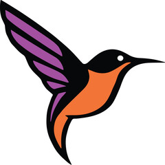 Obraz premium line art kingfisher art with color