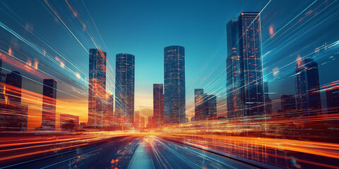 Obraz premium Cybersecurity and national security threats from cyber attacks in urban landscapes a futuristic perspective